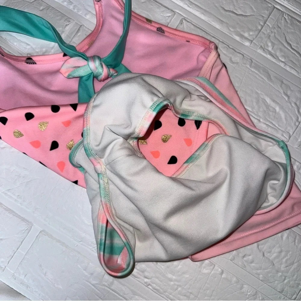 Cat & Jack Watermelon Pink and Mint Swimsuit Set Size L (10/12)
